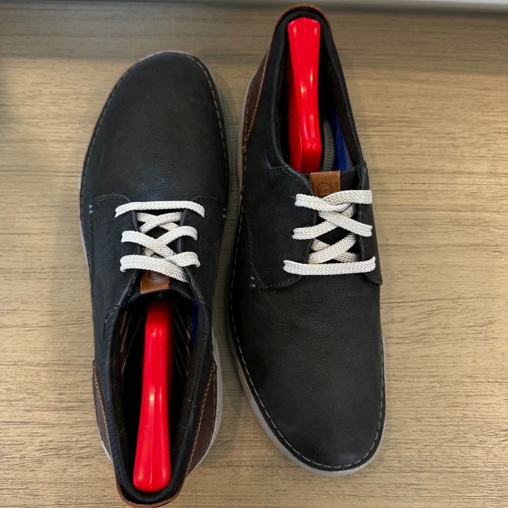 Clarks Collection Men 9 EU 42 Navy Blue Leather Derby Shoes Grey Sole‎ Lace Up